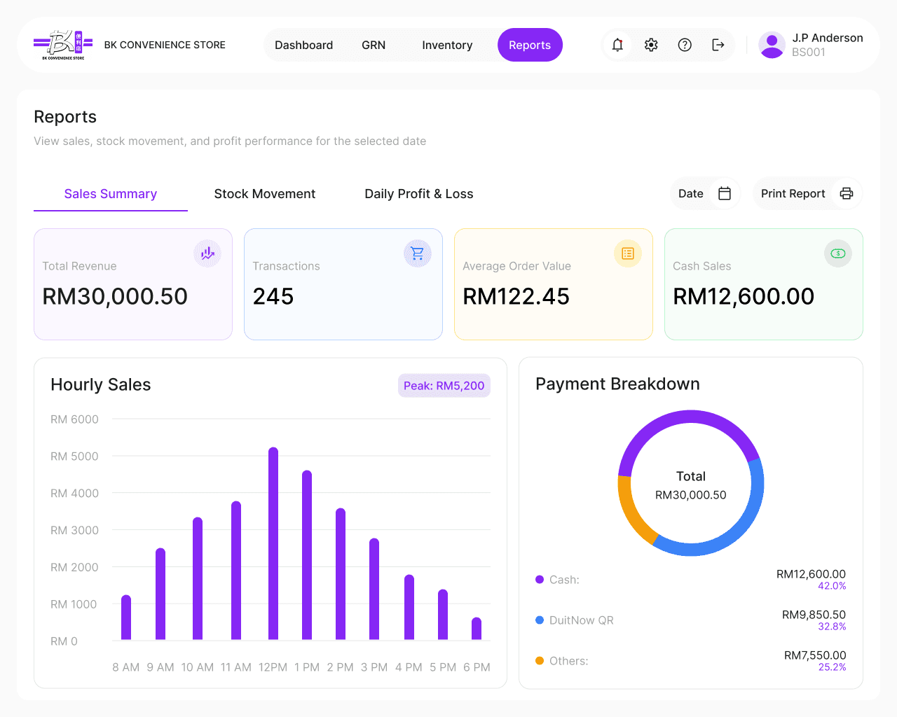 Trendtive Digital 所开发系统的销售报告示例